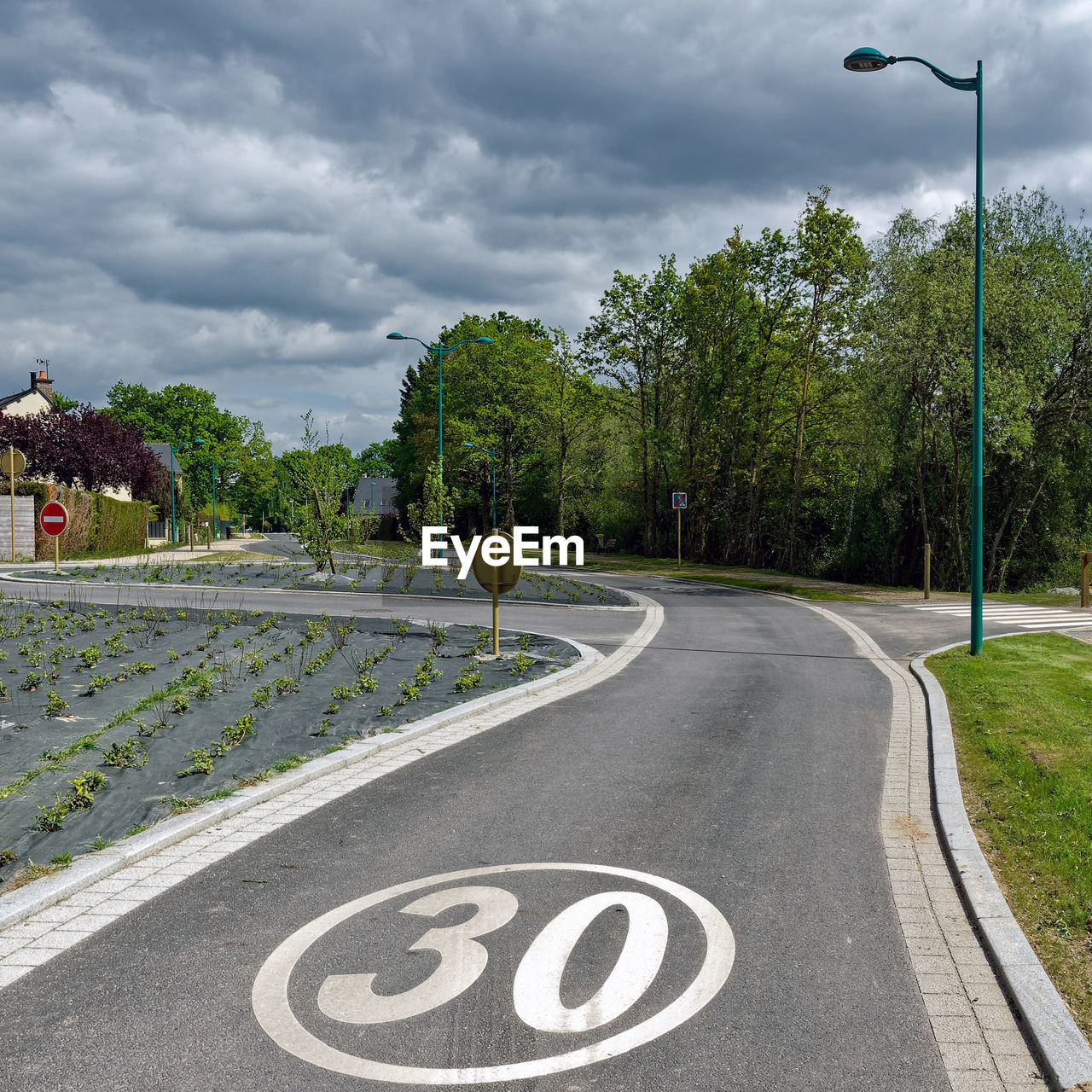 VIEW OF ROAD SIGN AGAINST TREES