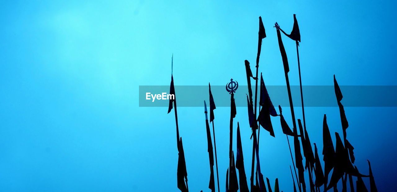 Sikhism Sikh Symbol Baba Mandir, Sikkim, India Culture And Tradition Faith And Tradition Sillouette Blue Background Blue Sky Analogue Sound