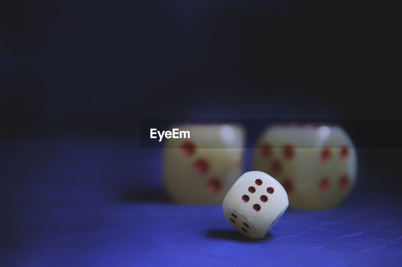 Close-up of dice on table