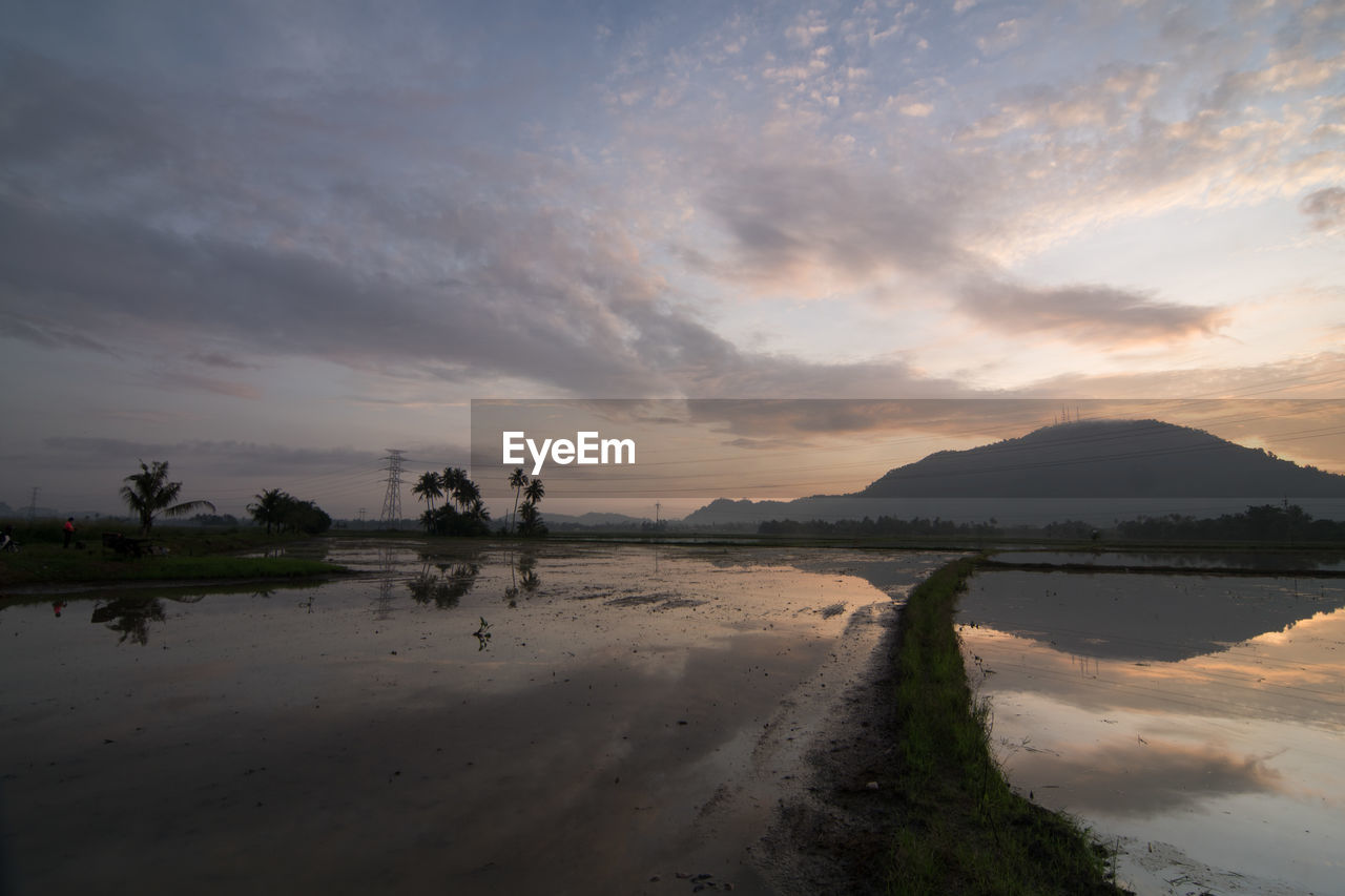 SCENIC VIEW OF LAKE AGAINST SKY