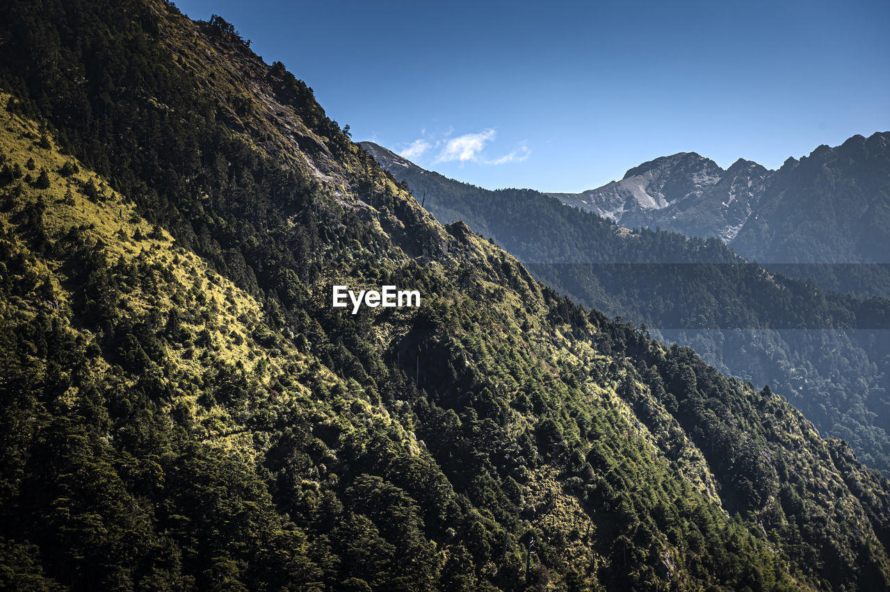 Scenic view of mountains against clear sky