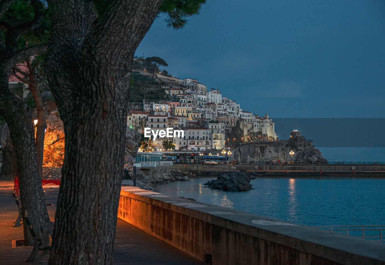 View of city buildings at waterfront