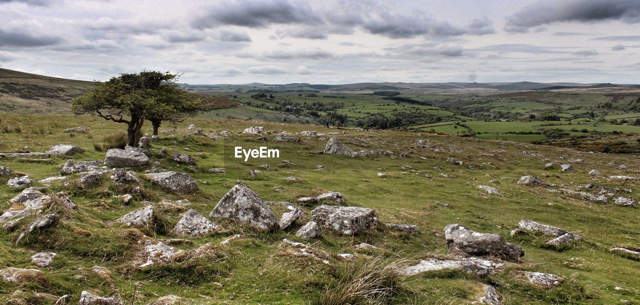 Scenic view of landscape against cloudy sky