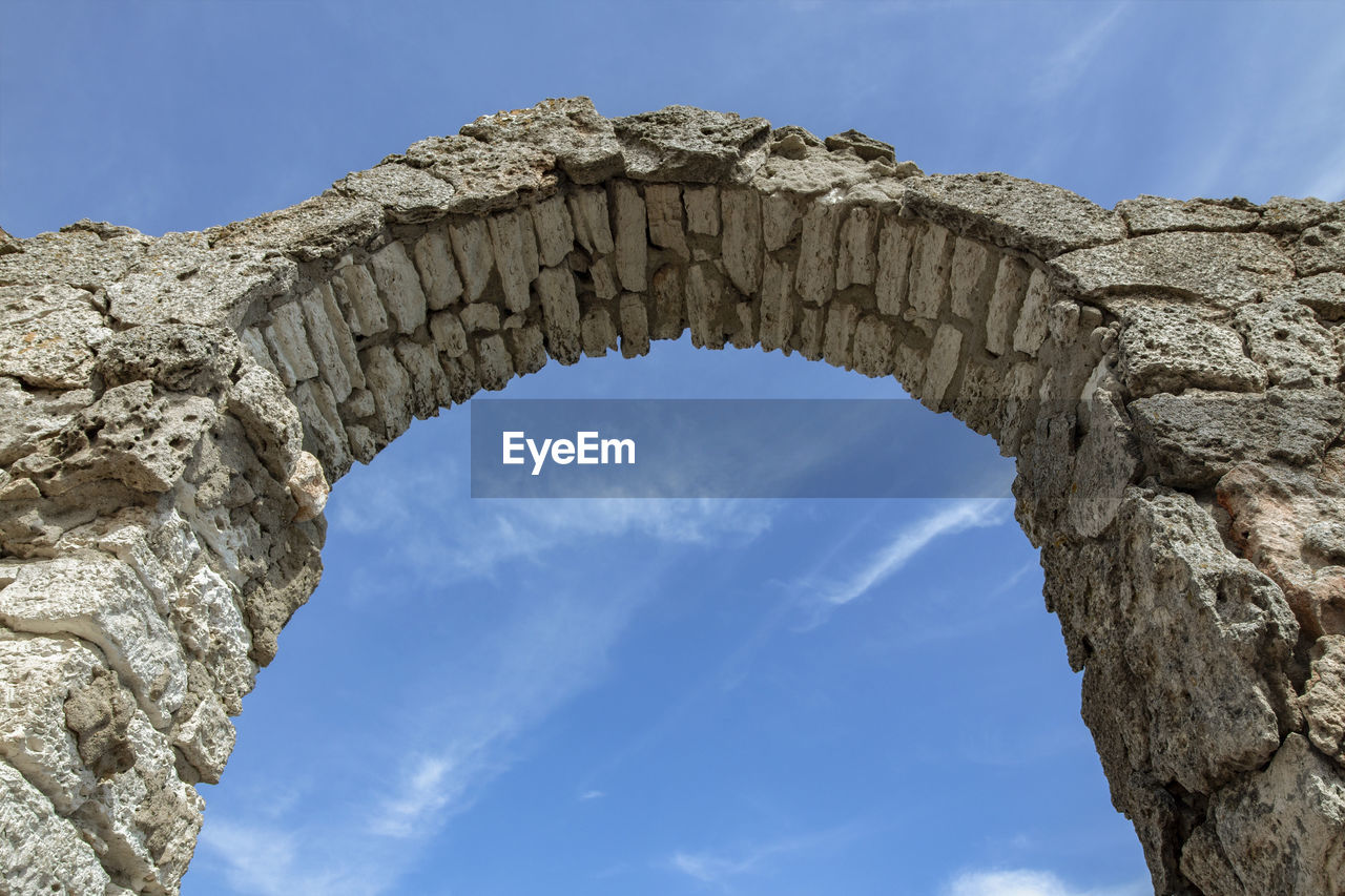 Looking up. part of the arch of the ancient fortress of cape kaliakra 