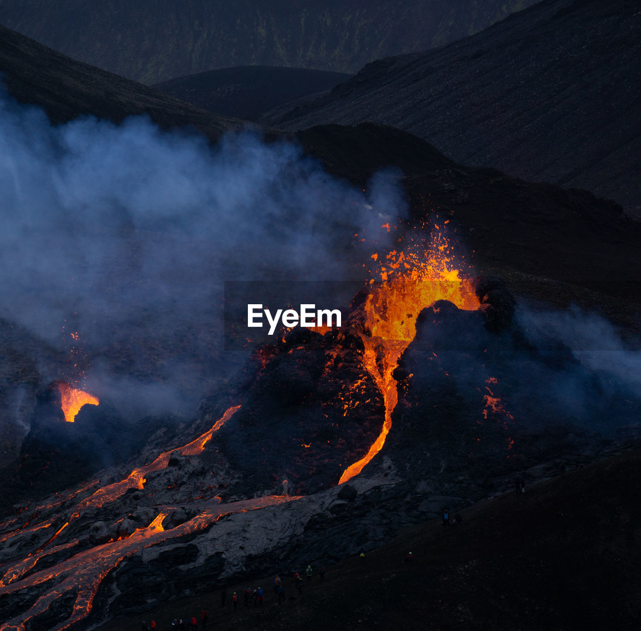 AERIAL VIEW OF ILLUMINATED MOUNTAIN