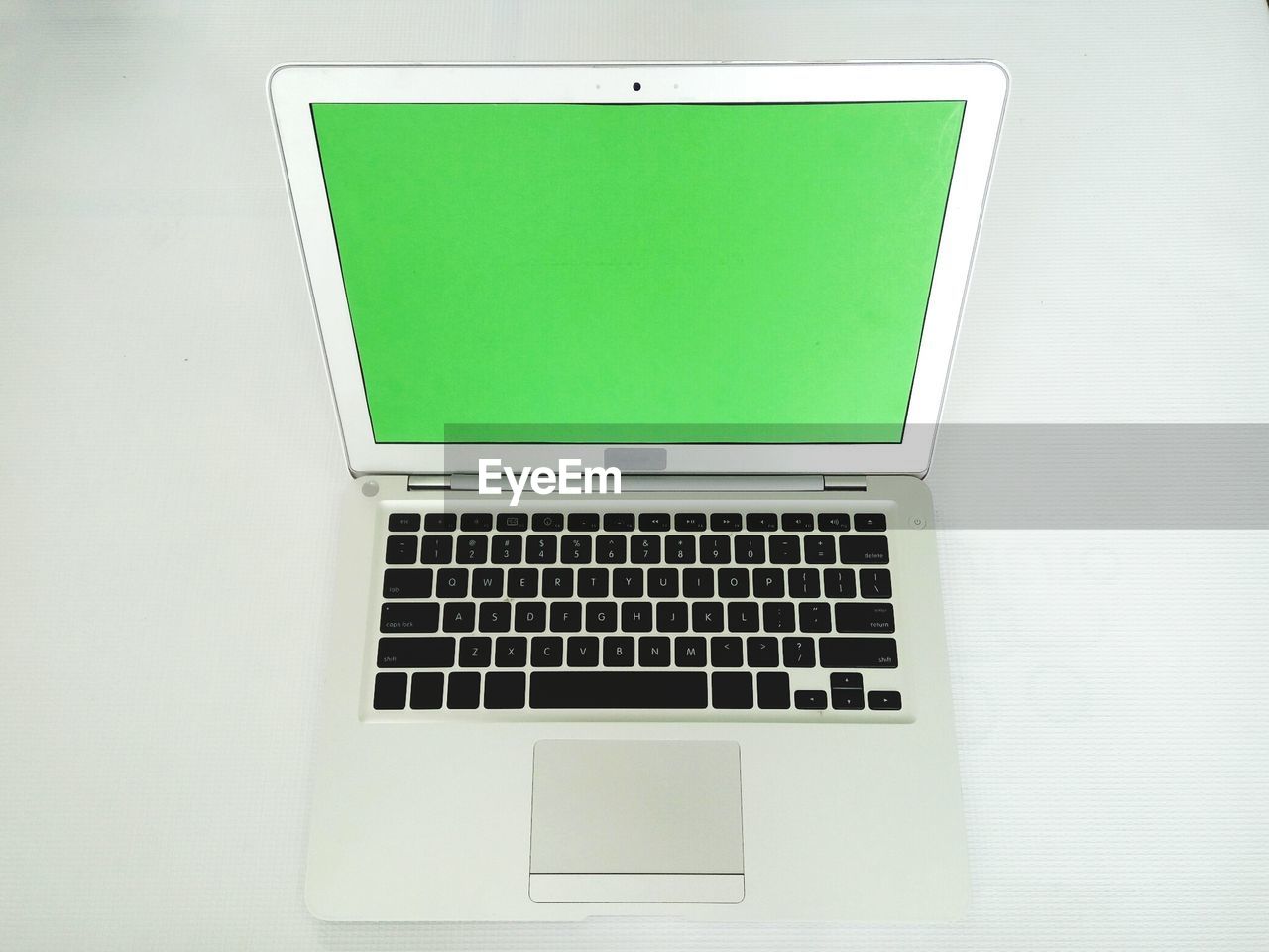 Close-up of blank laptop on table