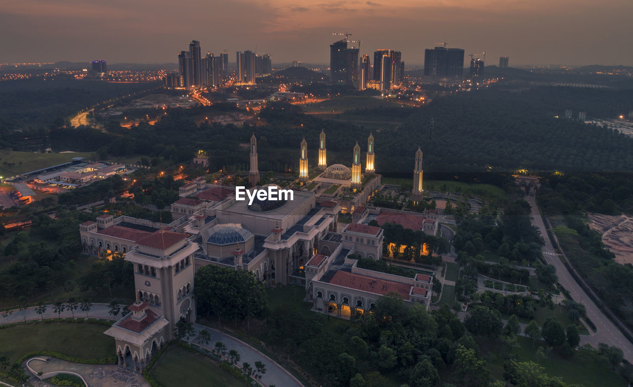 High angle view of buildings in city