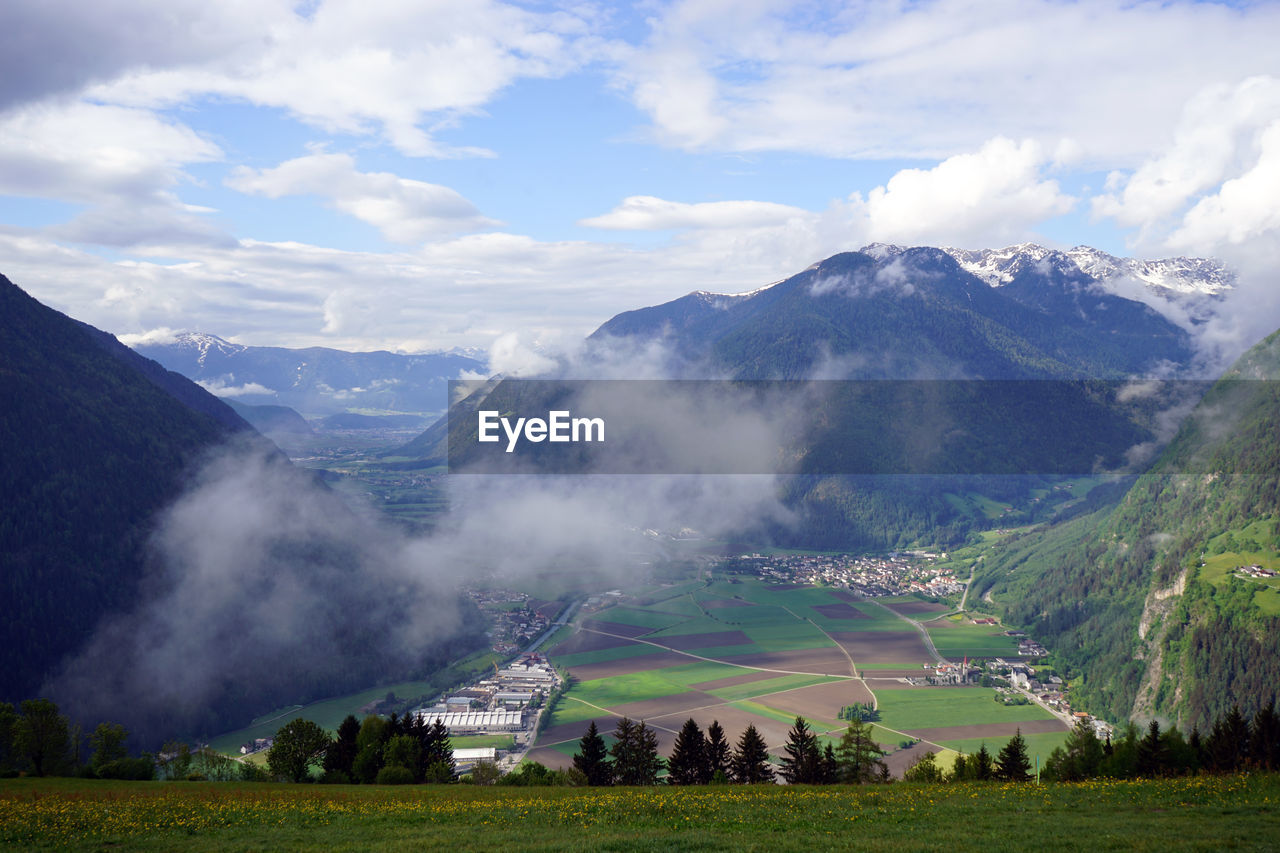 Scenic view of mountains against sky