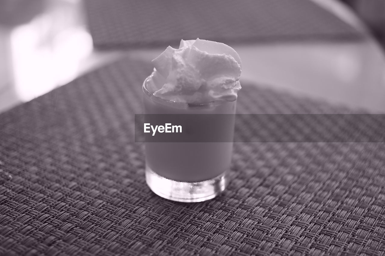 Close-up of ice cream on table