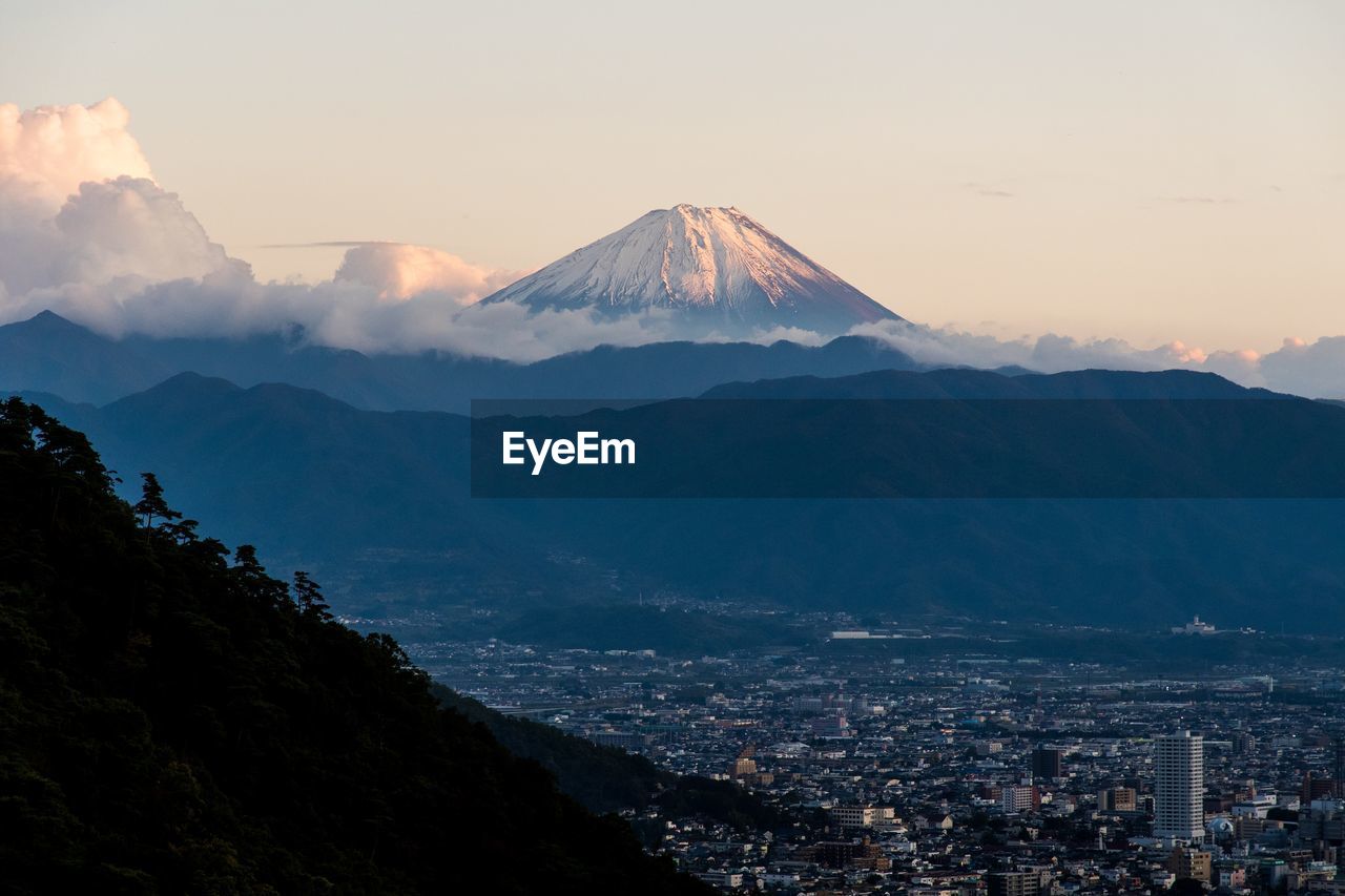 Scenic view of snowcapped mountain against sky