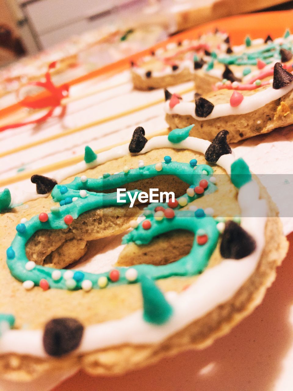 Close-up of gingerbread cookies on table