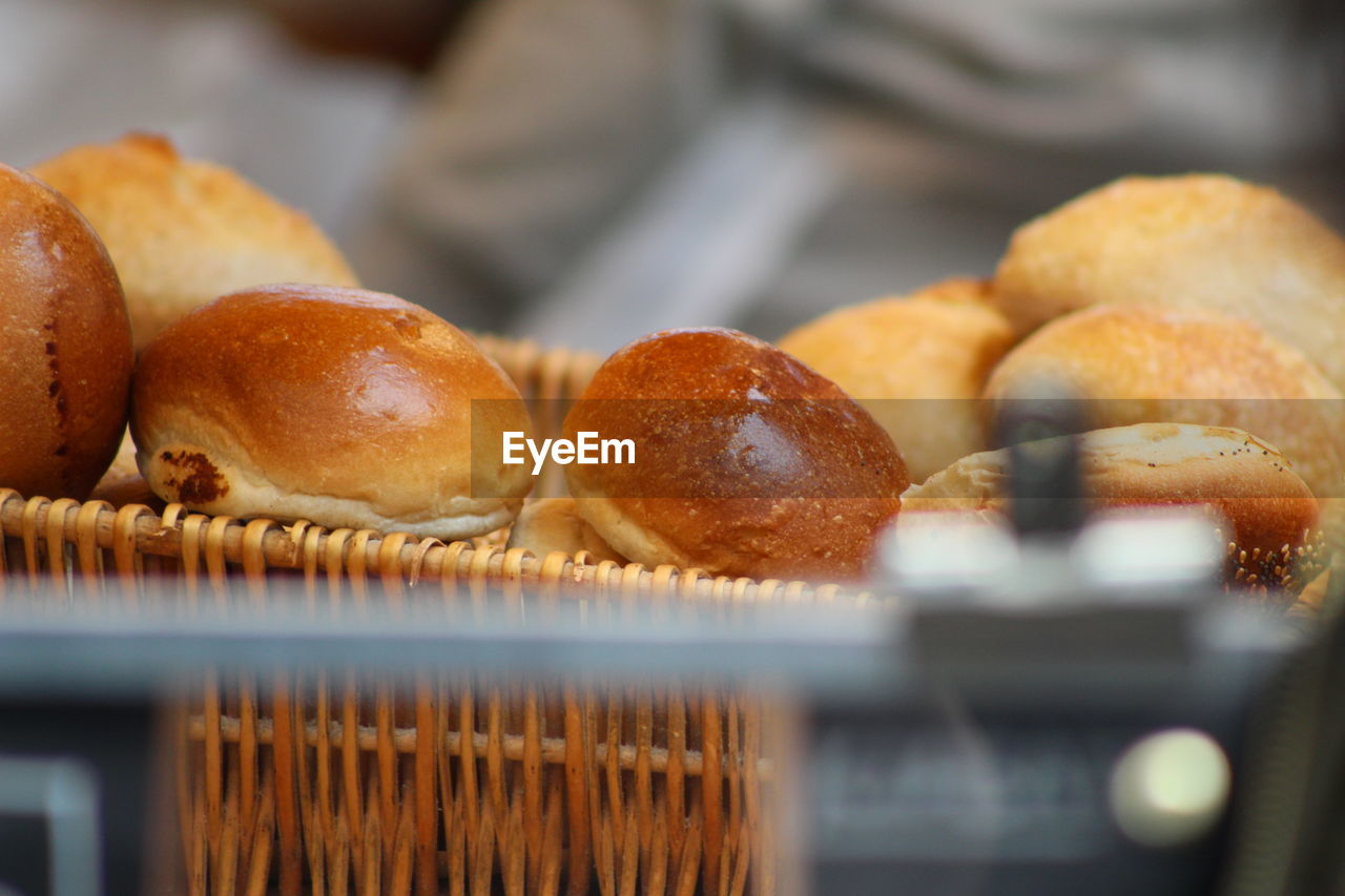 Close-up of breads in basket