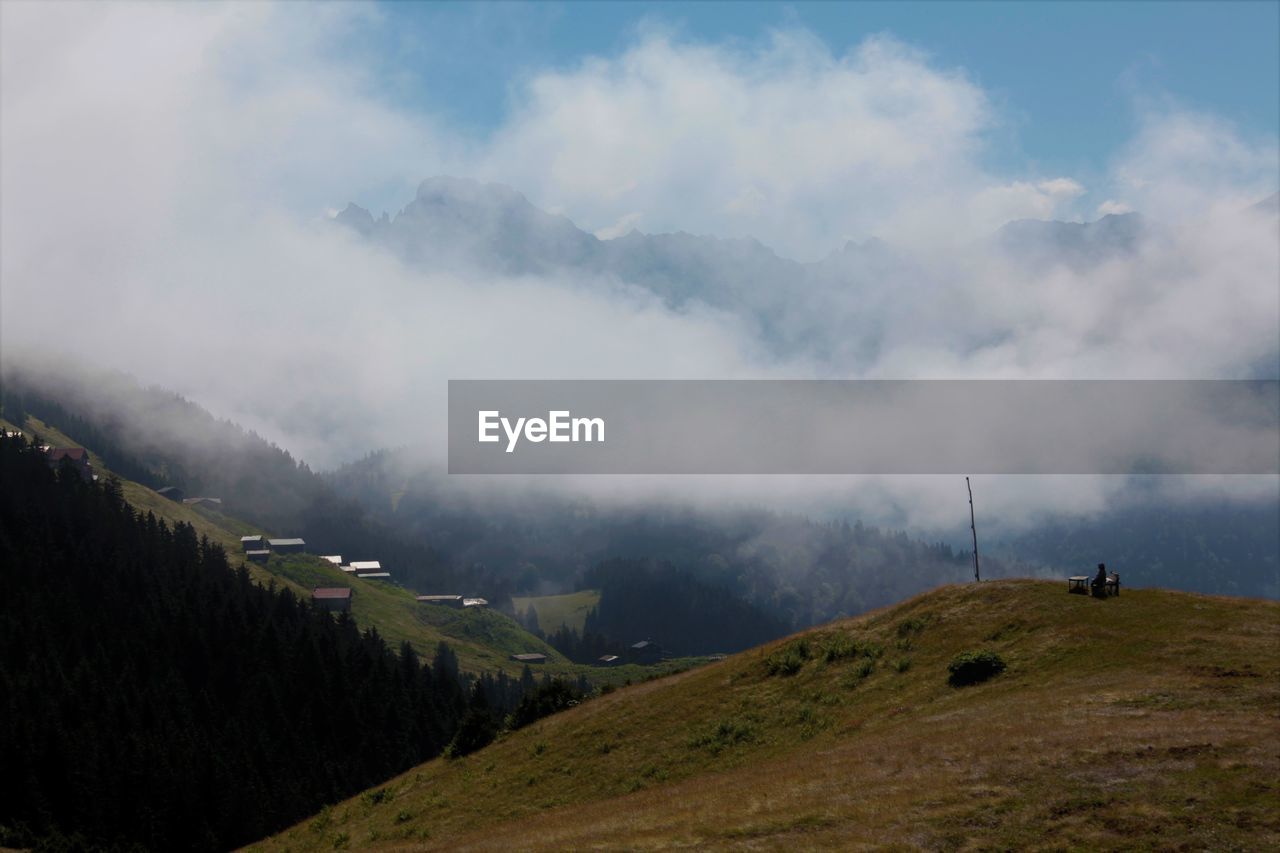 Scenic view of mountains against sky