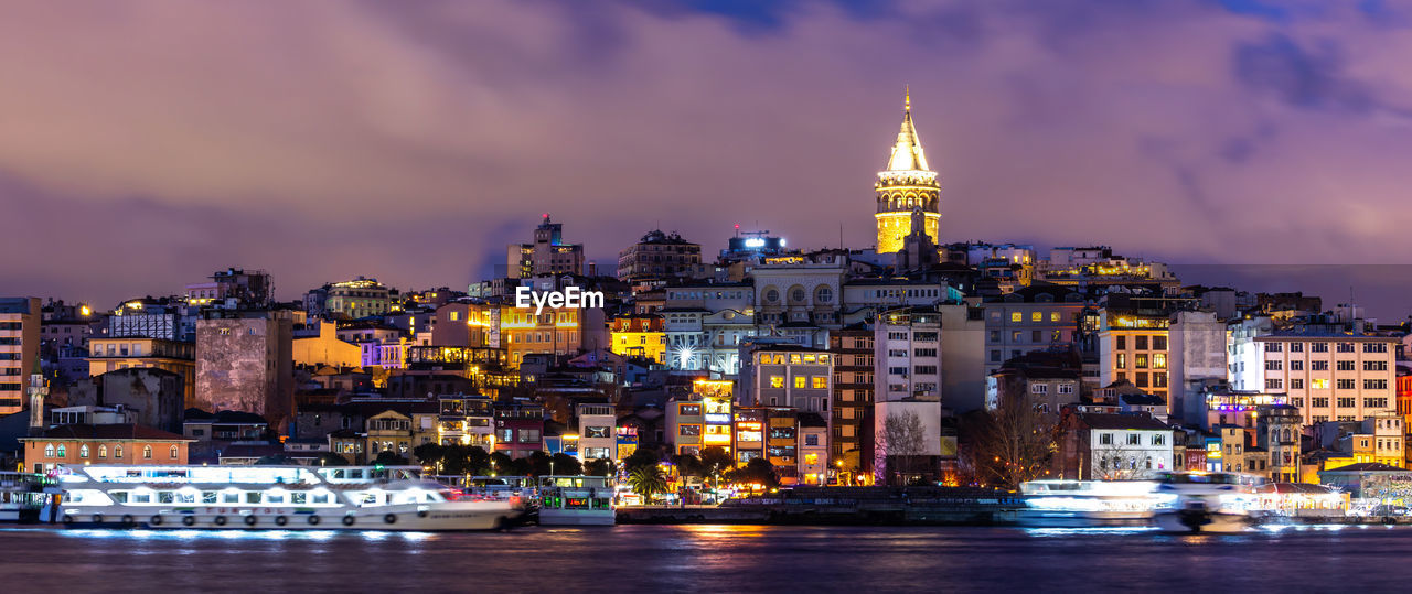 Galata tower in istanbul, turkey, beautiful landmark beyoglu district old houses with galata tower.