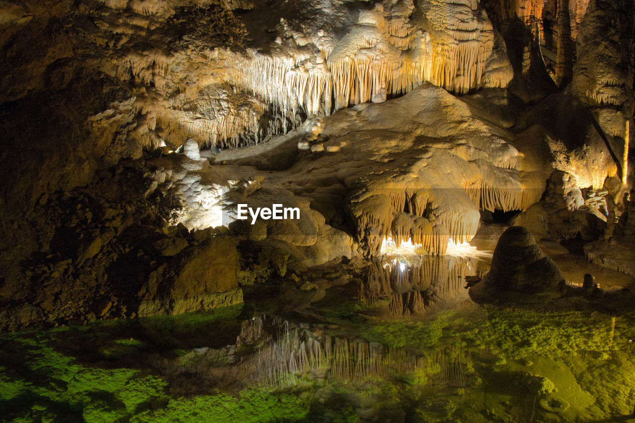 View of illuminated cave