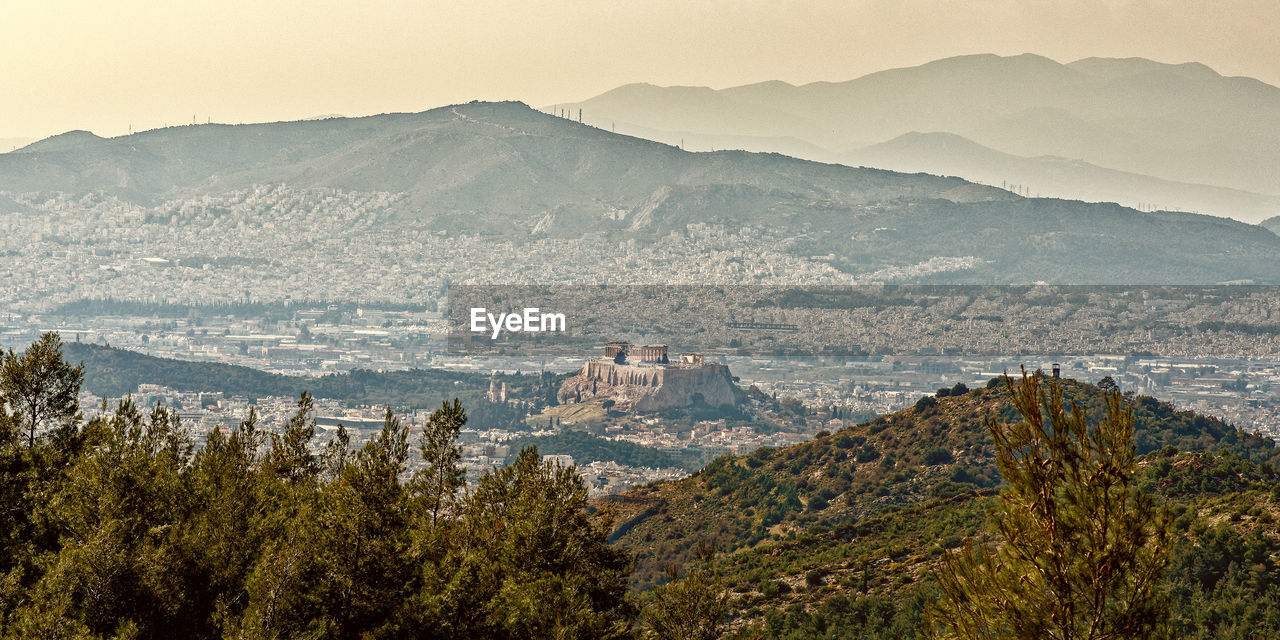 Panoramic view of athens parthenon, greece