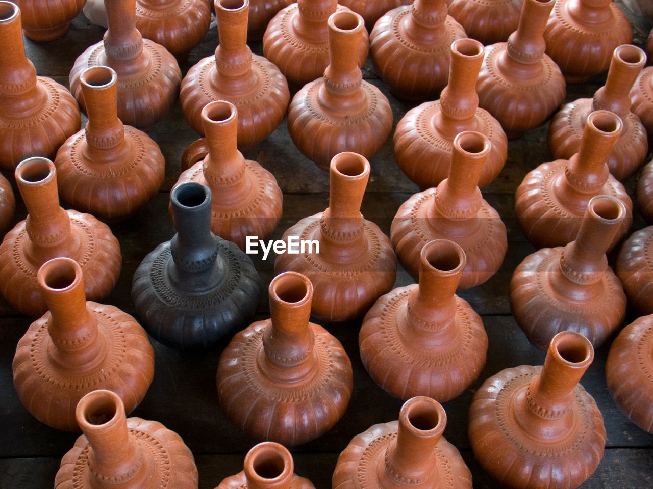 High angle view of wooden vase for sale at market