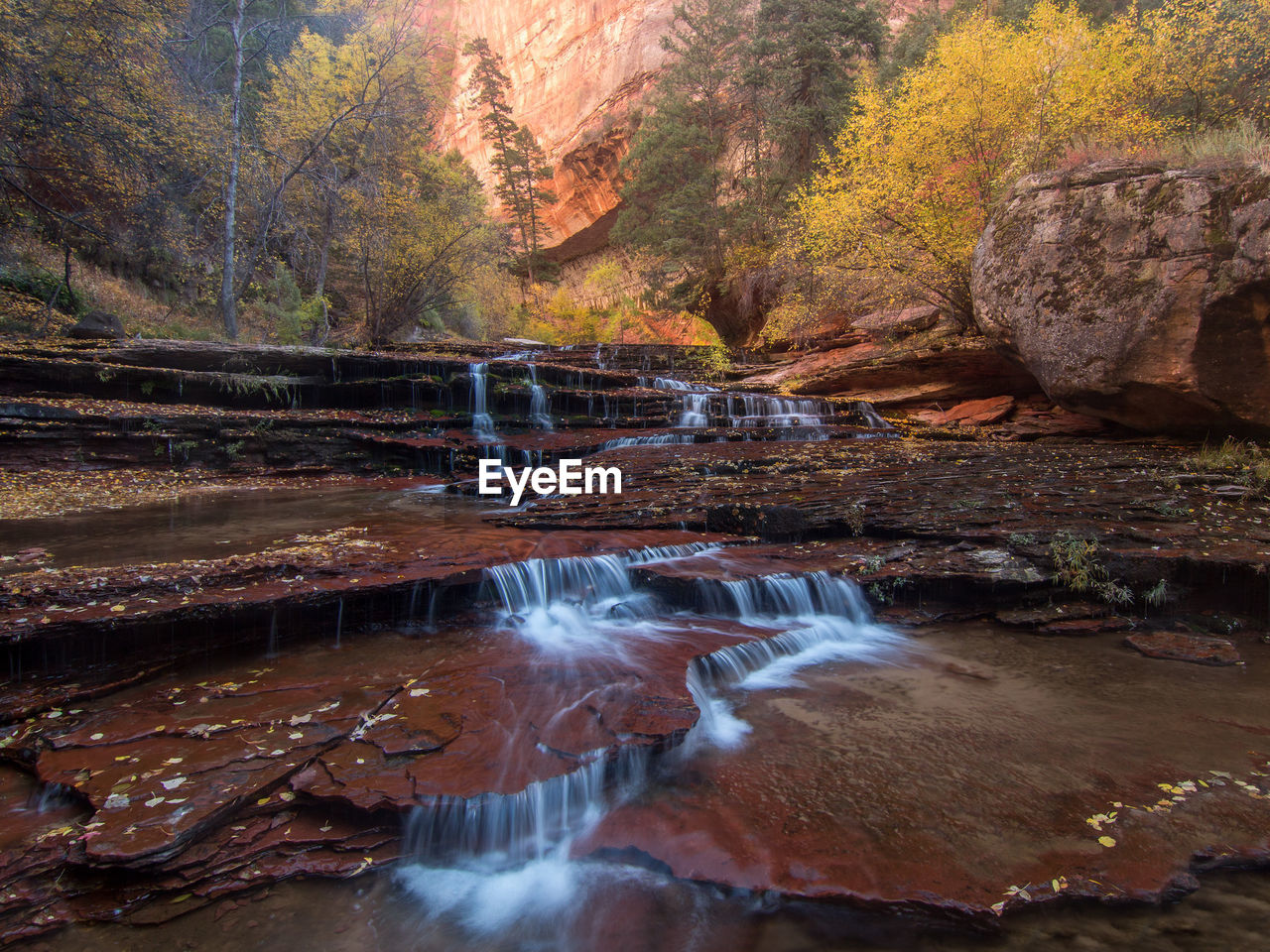 Natural landscape in autumn at zion national park in usa, also known as the subway