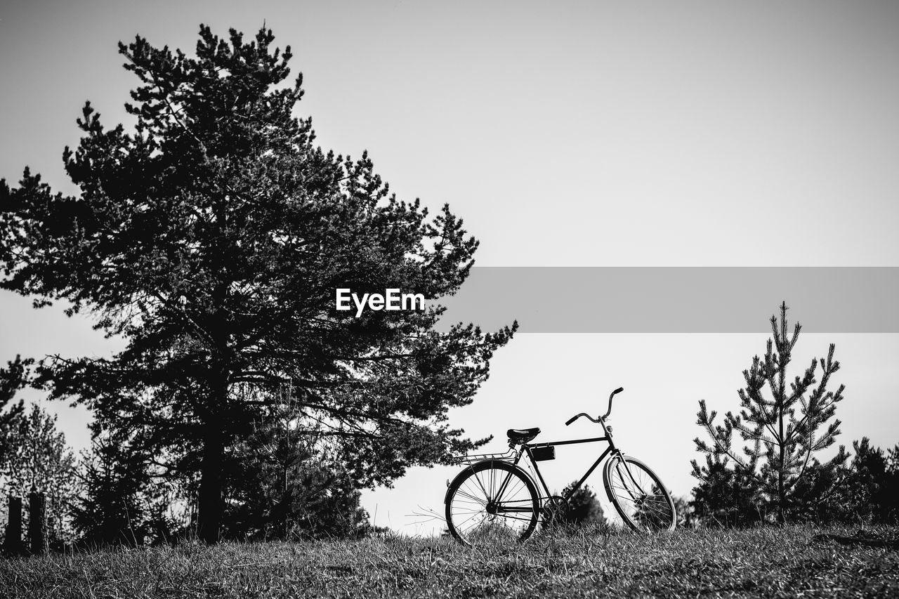 An old bicycle on a hill