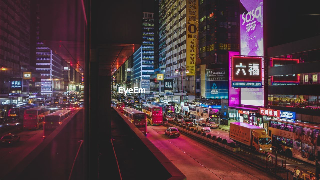 Illuminated city at night