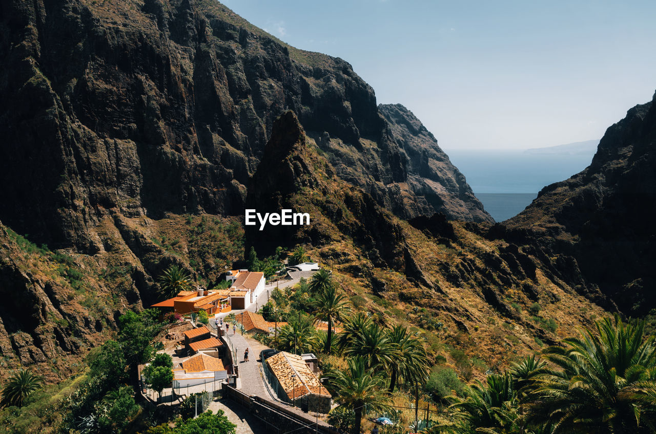 Scenic view of mountains against clear sky