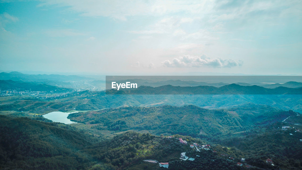 High angle view of landscape against sky