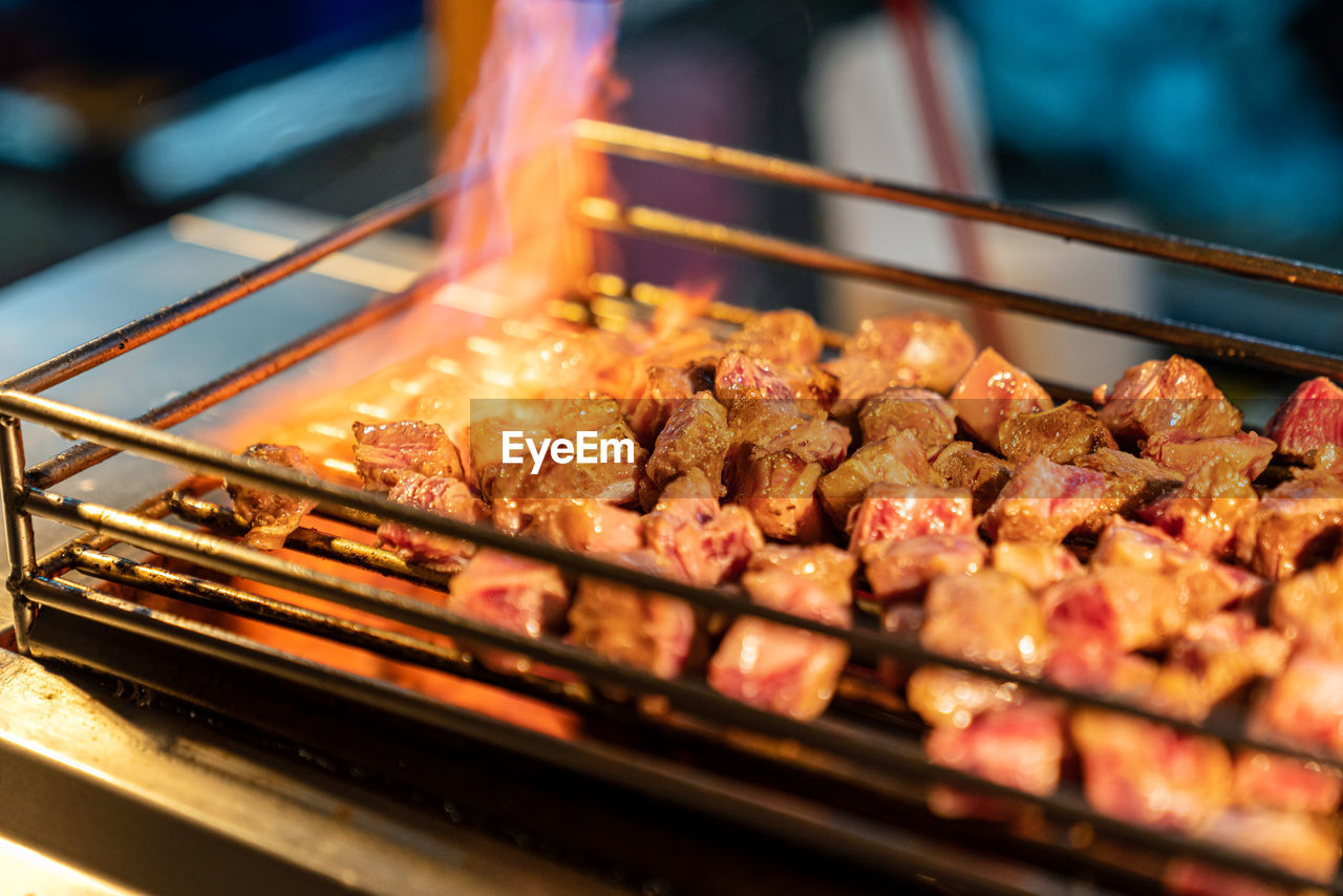 Grilled beef taiwan street food. roast beef that is delicious.