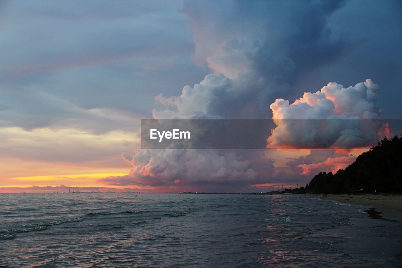 Scenic view of sea against sky during sunset