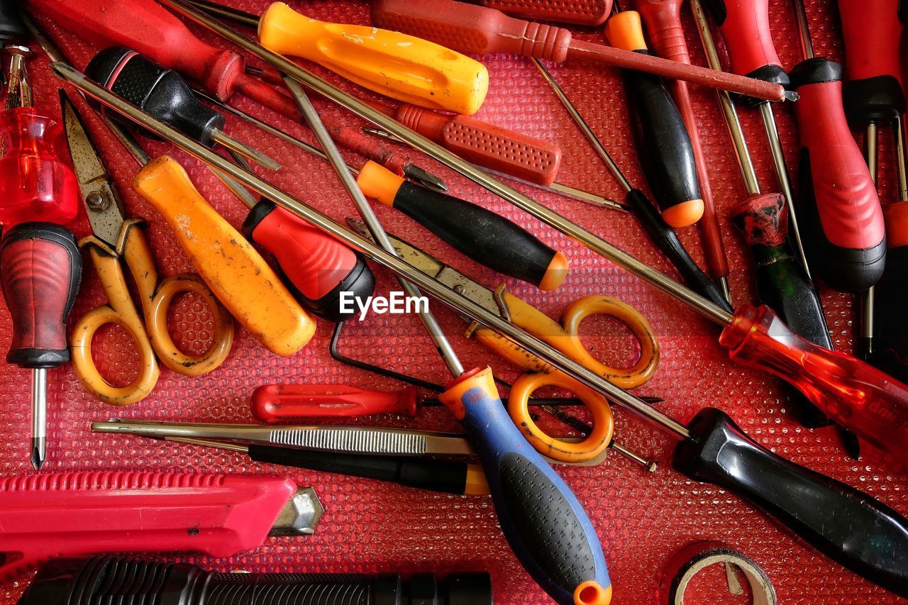 Full frame shot of various work tools