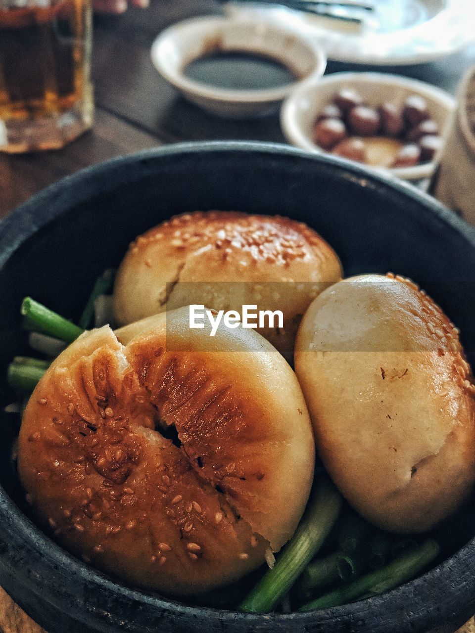 High angle view of meal served in bowl