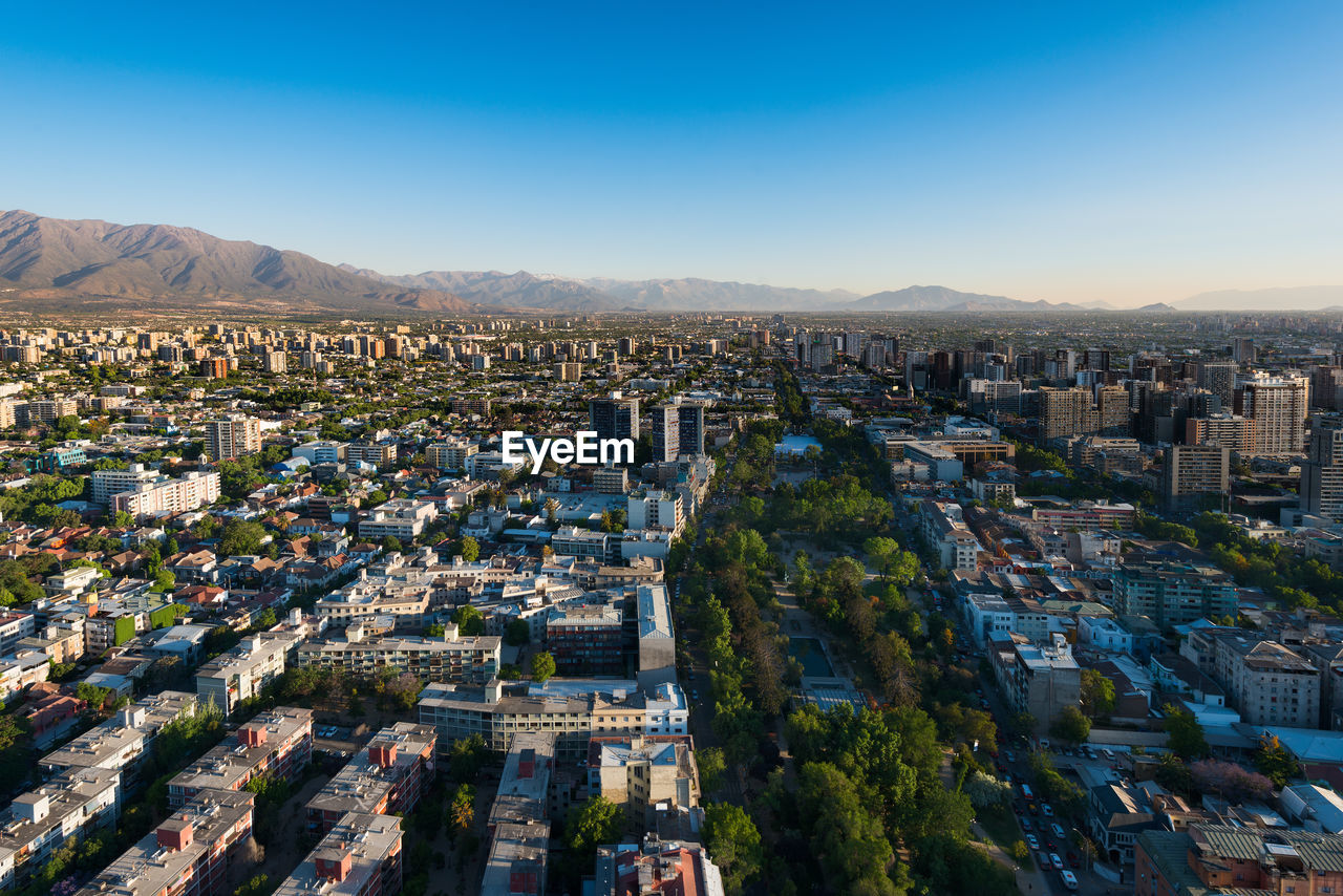 Aerial view of bustamante park at providencia district in santiago de chile.