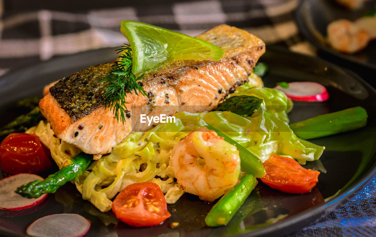 close-up of food in plate on table