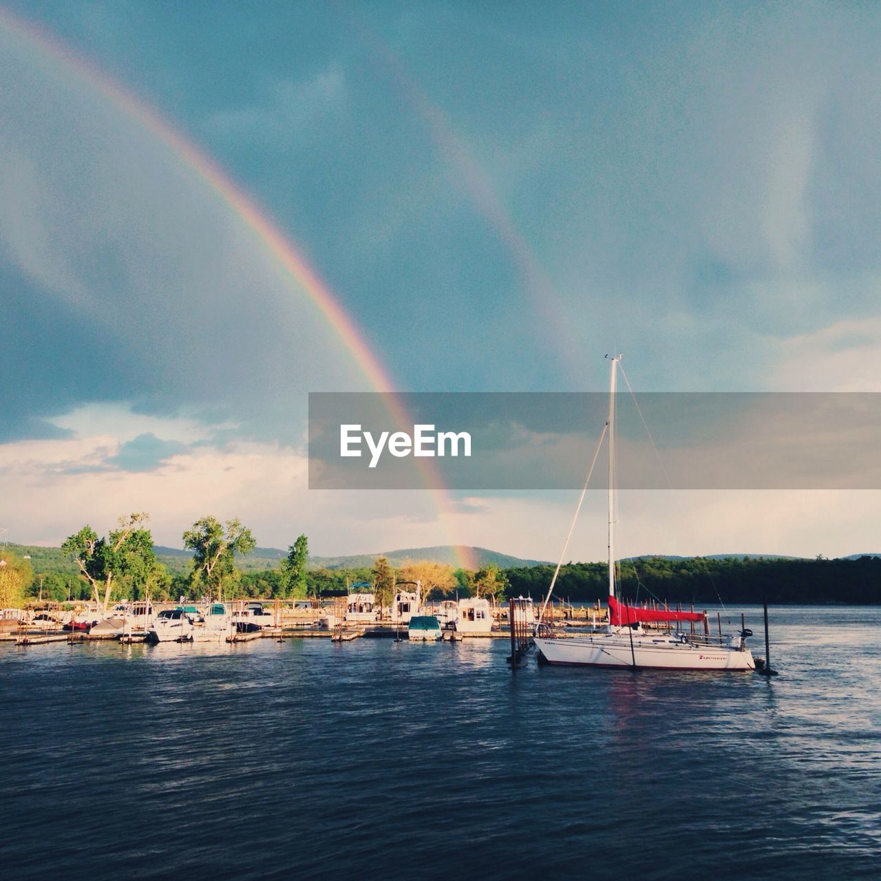 Rainbow over marina