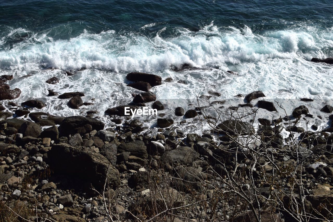SCENIC VIEW OF ROCKS ON BEACH