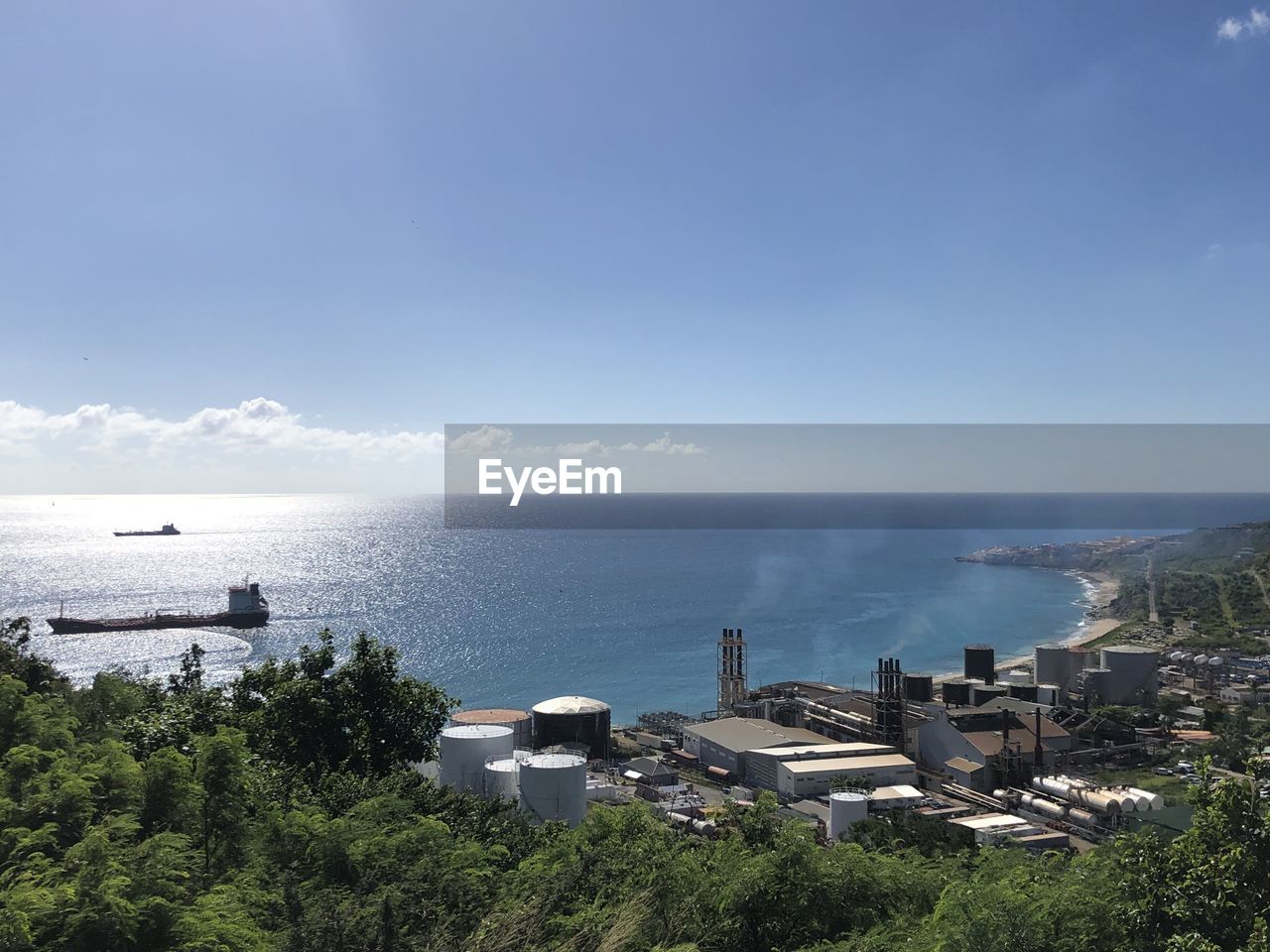 High angle view of sea against sky