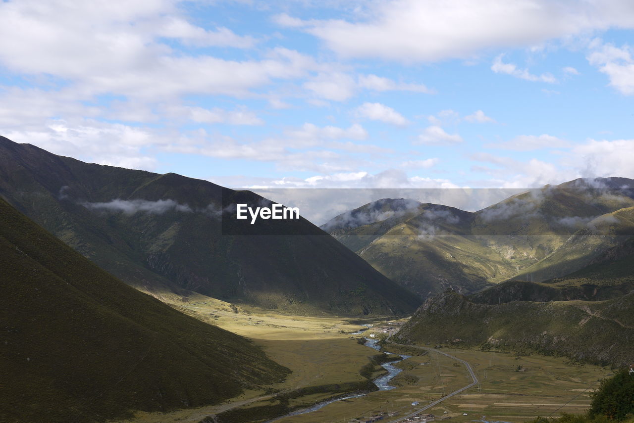 Scenic view of mountains against sky