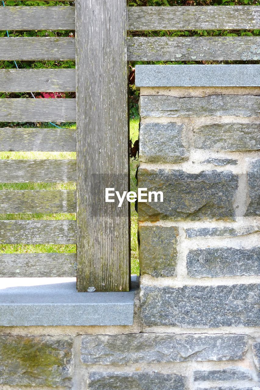 Close-up of fence on wall