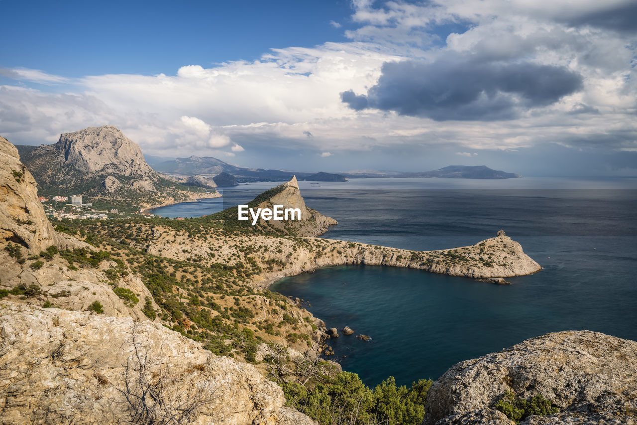 Crimea,novyi svit landscape. cape kapchik, mount falcon suring autumn season