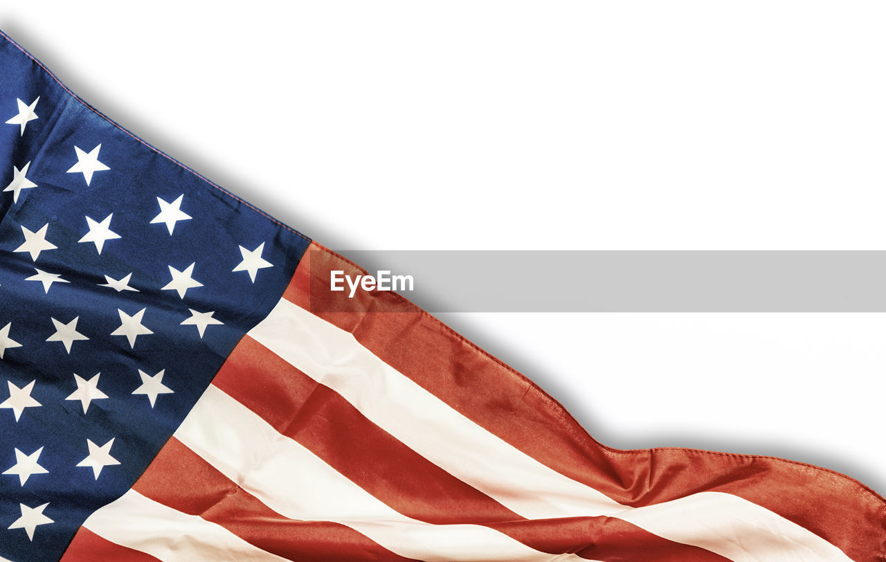 Vintage american flag on white background for memorial day, 4th of july, labour day.