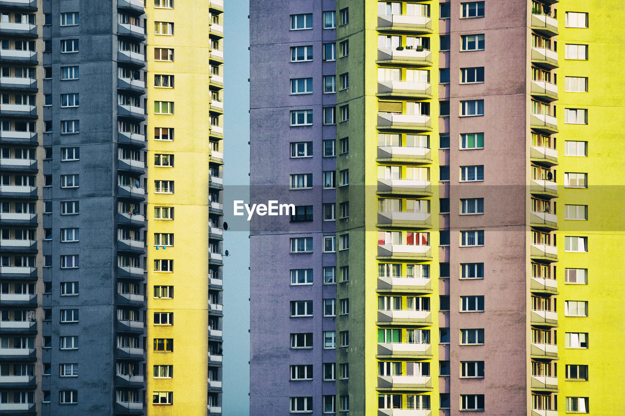 Full frame shot of colorful residential buildings