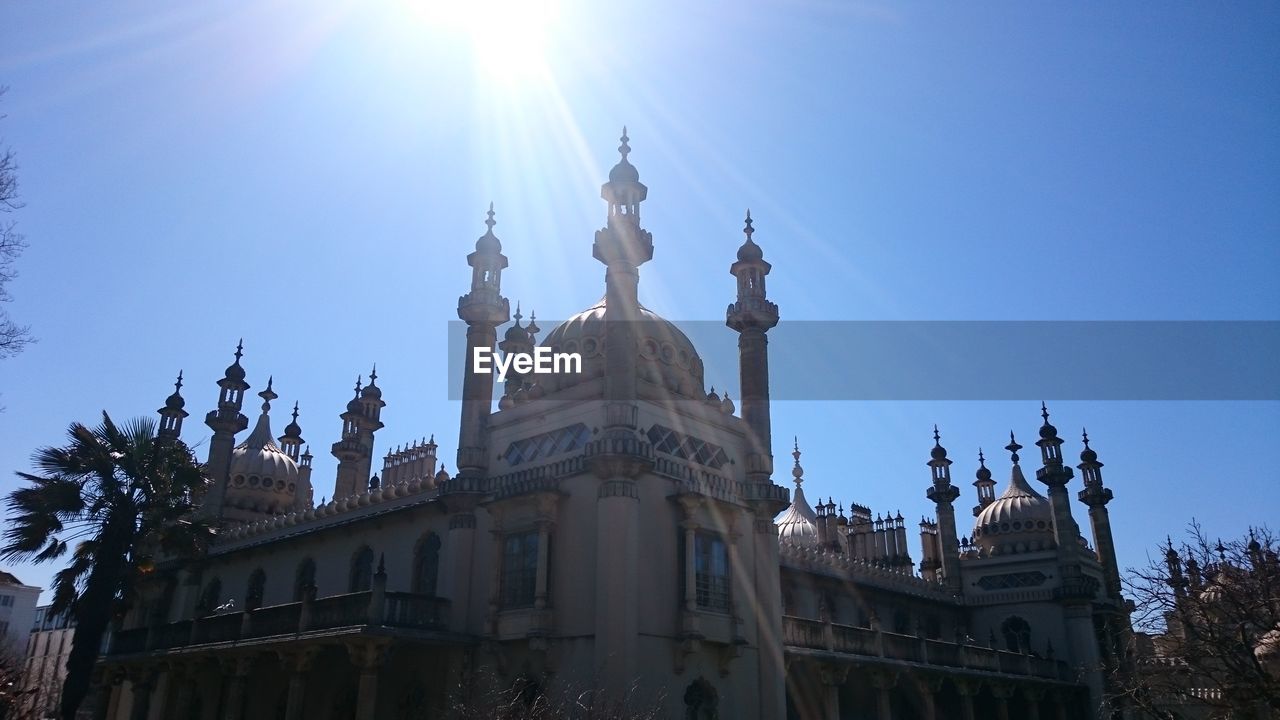 Low angle view of royal pavilion against sky on sunny day