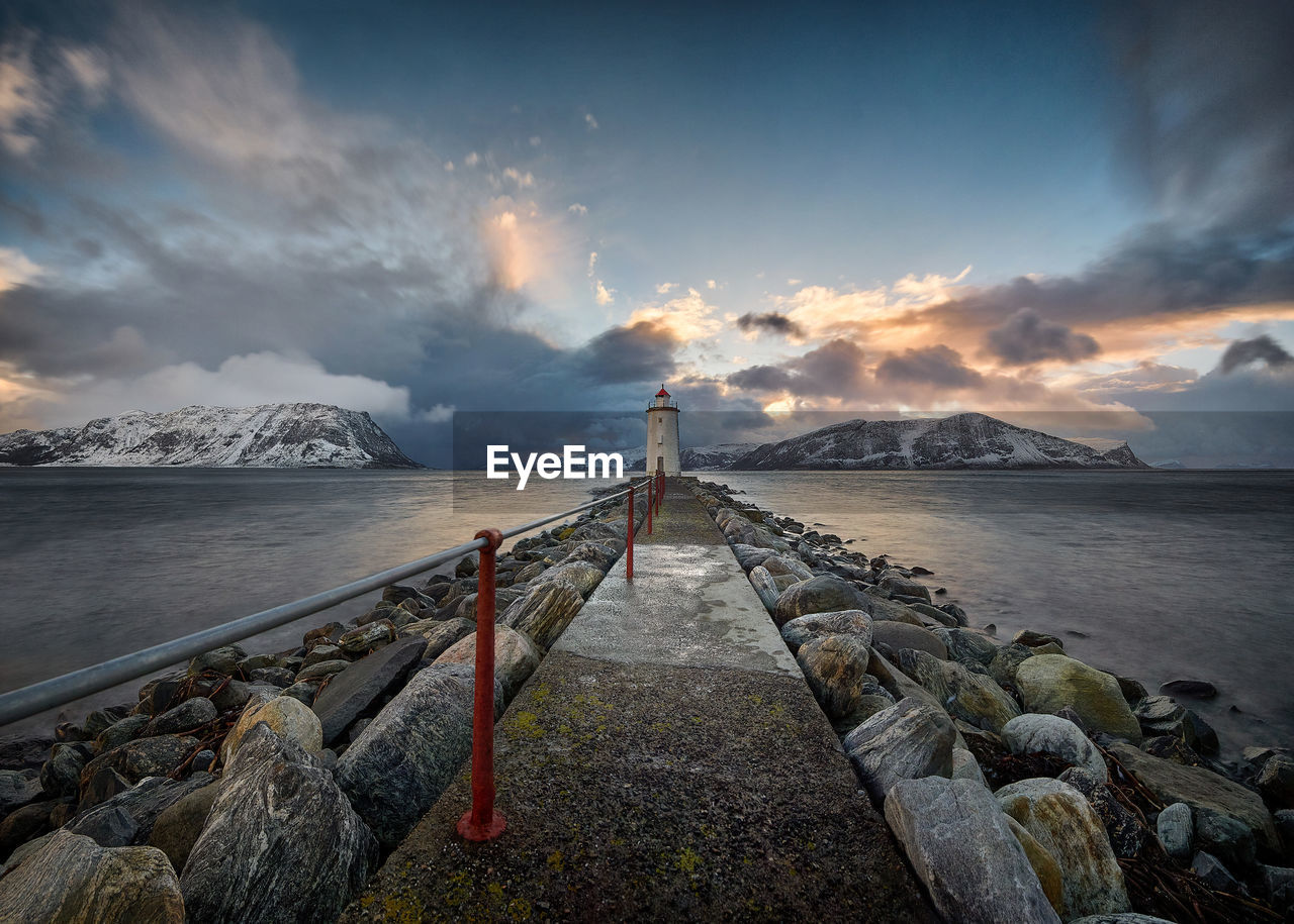 Høgsteinen lighthouse on godøy, sunnmøre, møre og romsdal, norway.