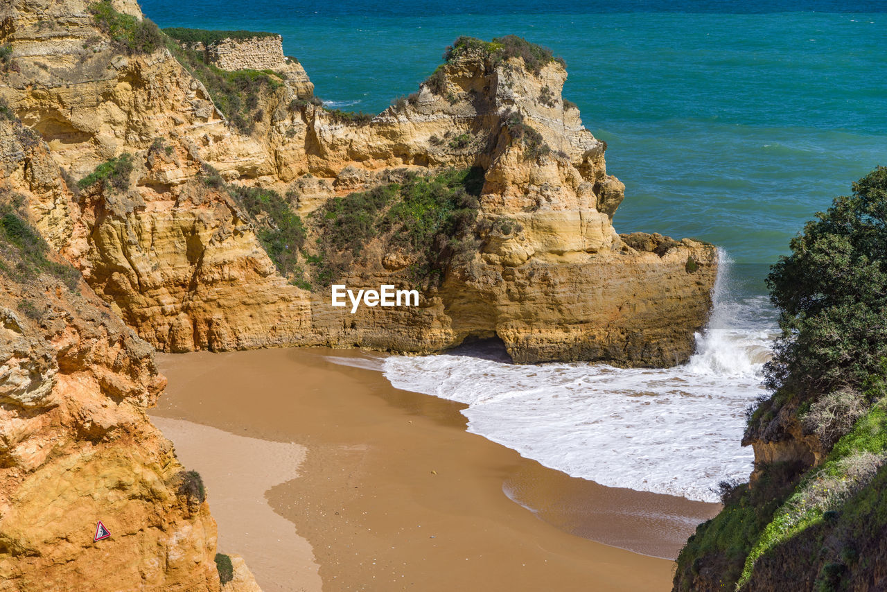 Rock formations on beach