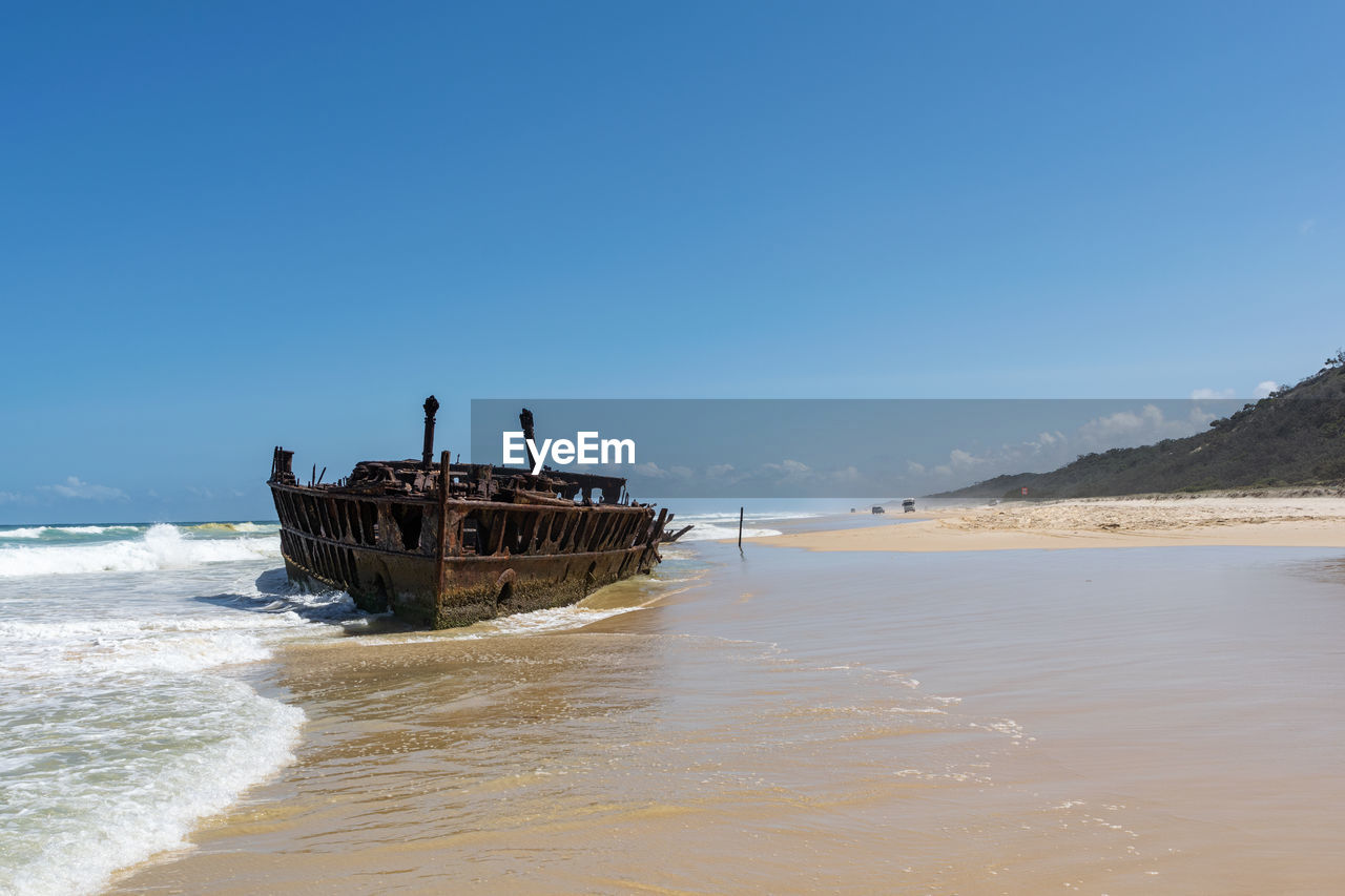 Shipwreck of ss maheno on seventy-five mile beach on fraser island, queensland, australia