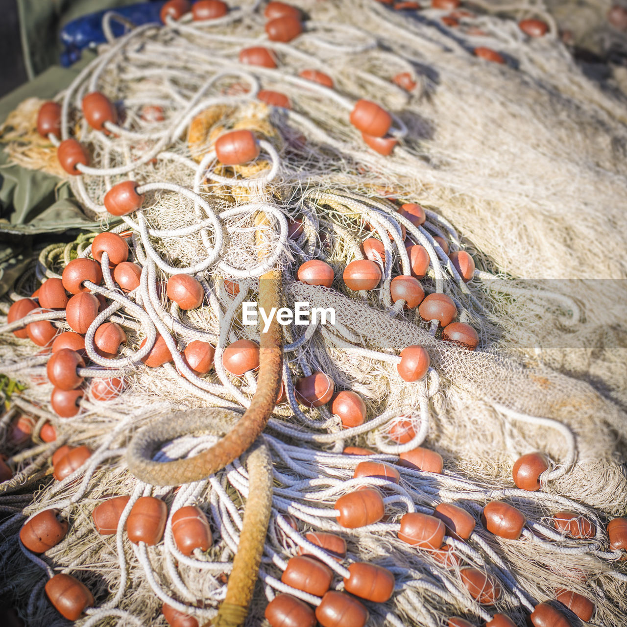 High angle view of fishing net