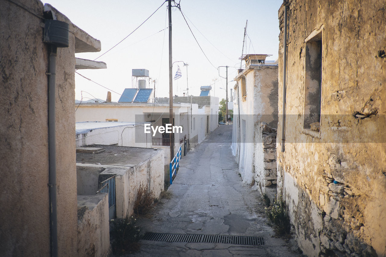 Narrow alley along buildings