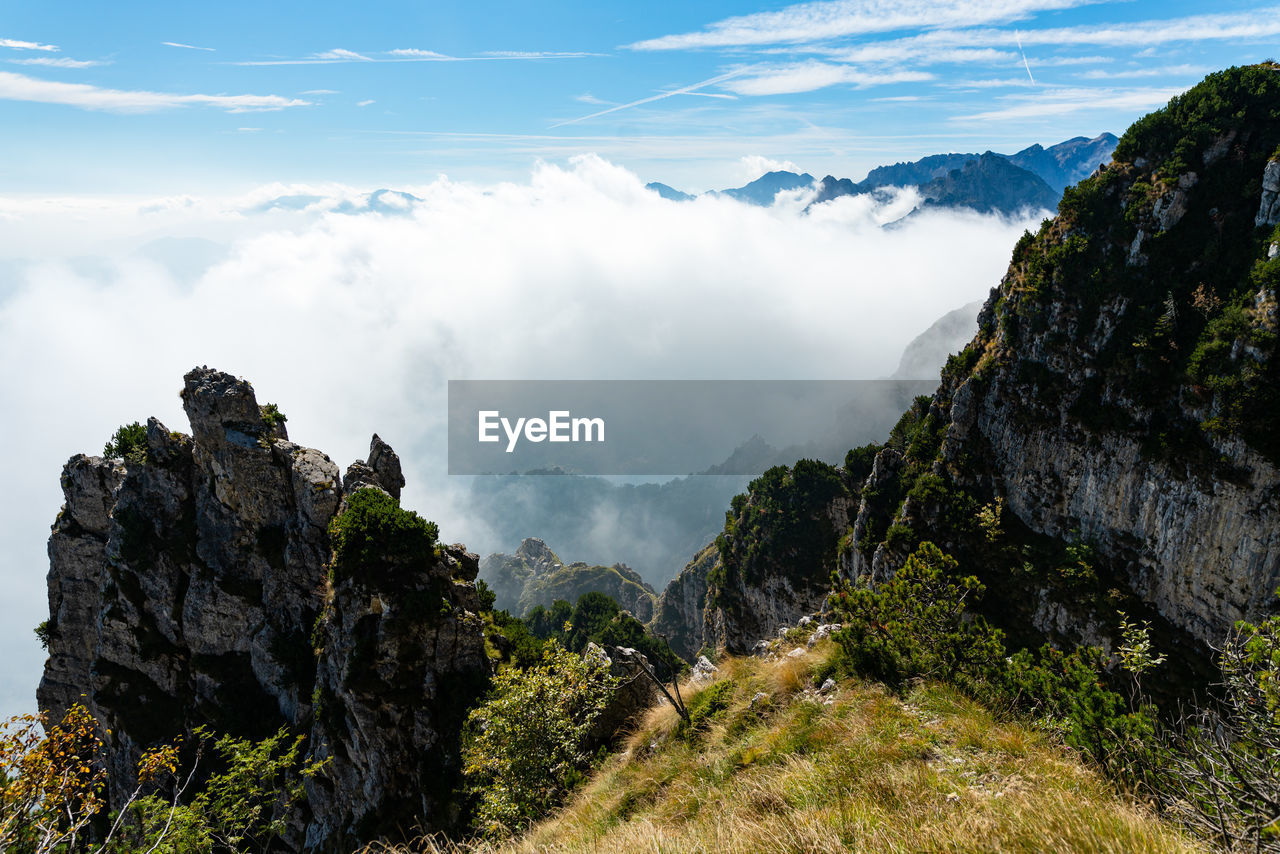 Scenic view of mountains against sky