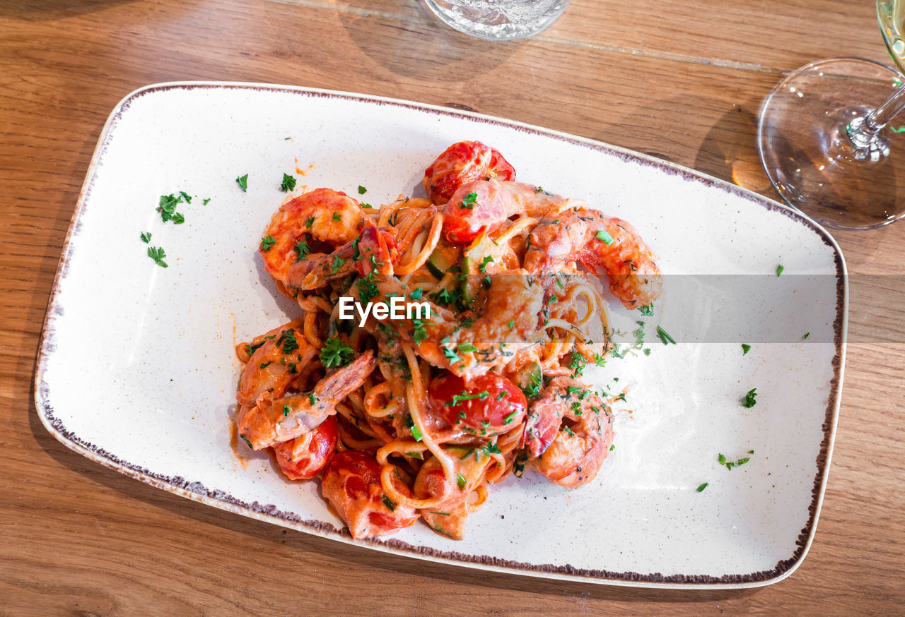 HIGH ANGLE VIEW OF FOOD SERVED ON TABLE