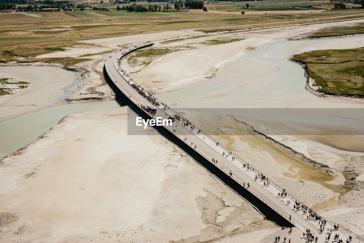 High angle view of bridge over river