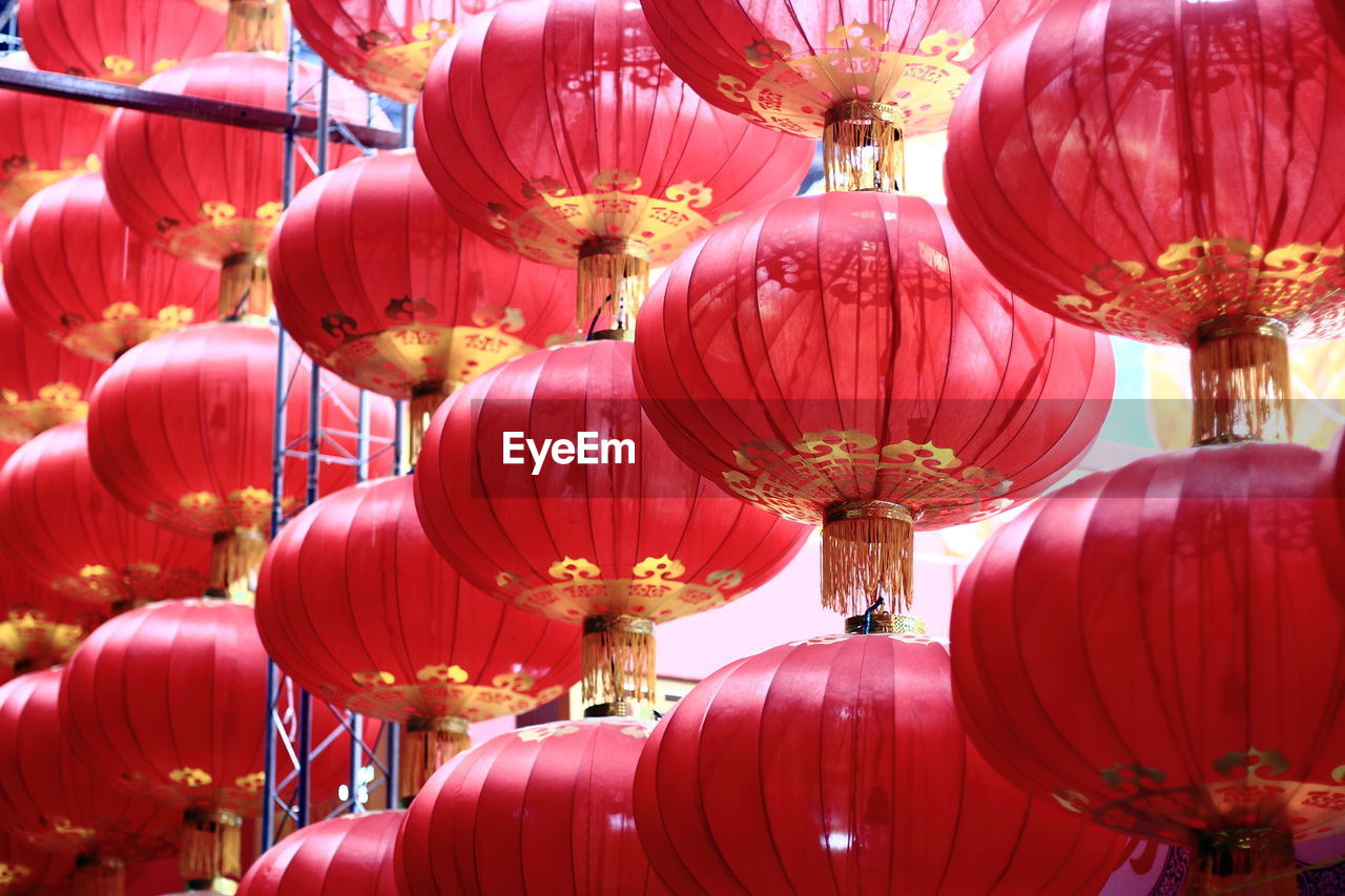 Full frame shot of chinese lanterns at market stall